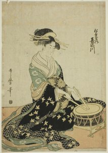 Courtesan Kisegawa från Matsubaya, från en namnlös serie av kurtisaner från Matsubaya som fem musiker av Kitagawa Utamaro