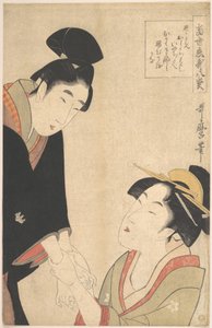 De älskande Oshichi och Kichisaburo av Kitagawa Utamaro