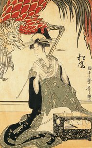 Oiran Matsuzake med ett rör, av Kitagawa Utamaro, träsnitt av Kitagawa Utamaro