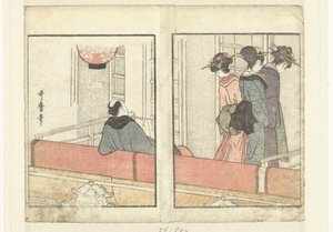 Teaterloge En titt bakom kulisserna på skådespelarna (serietitel) Yakusha gakuya tsu (serietitel) av Kitagawa Utamaro