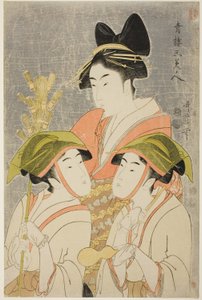 Three Beautiers of Yoshiwara av Kitagawa Utamaro