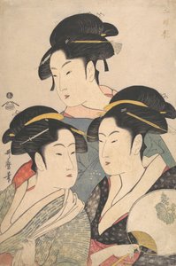 Tre skönheter under Kwansei-perioden, ca. 1791. av Kitagawa Utamaro
