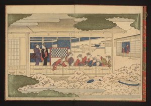 Titta på paraden längs huvudgatan, Nakanochô, i Yoshiwara nöjeskvarter av Kitagawa Utamaro