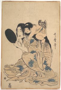 Yamauba som svärtar sina tänder, med Kintarō av Kitagawa Utamaro