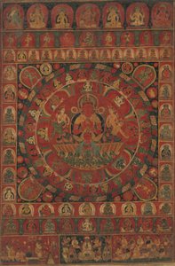 Mandala av solguden Surya omgiven av åtta planetariska gudar, daterad troligen 1379. av Kitaharasa