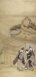Nikuhitsu ukiyo-e: Geisha på väg till ett nattligt uppdrag, ca 1784