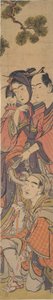 Oshun och Dembei leker med apan på Yojir? av Kitao Masanobu