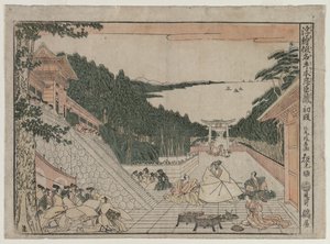 Chushingura: Akt I från serien Perspective Pictures för The Treasure House of Loyalty, ca. 1790 av Kitao Masayoshi