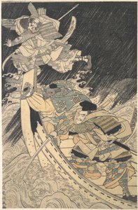 Minamoto Yoshitsune och hans behållare, munken Benkei..., sent 1700-tal.