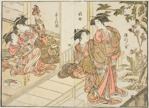 Courtesans of Maruebiya, från boken "Mirror of Beautiful Women of the Pleasure Quarters (Seiro bijin awase sugata kagami)," vol. 2 av Kitao Shigemasa