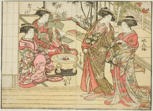 Courtesans of Otawaraya, från boken "Mirror of Beautiful Women of the Pleasure Quarters (Seiro bijin awase sugata kagami)," vol. 2 av Kitao Shigemasa