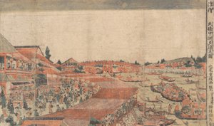 Landskap, Visar vattenfestival med lyktor, sent 1700-tidigt 1800-tal. av Kitao Shigemasa