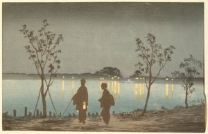 Natt på Sumidafloden av Kiyochika Kobayashi