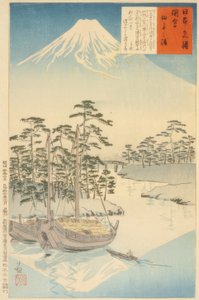 Tagonoura, nära berget Fuji av Kiyochika Kobayashi