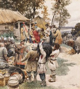Poliudie Samlar hyllning. Igor av Kiev hyllar Drevlyanerna, 1903