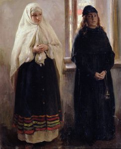 Två världar (olja på duk) av Klavdiy Vasilievich Lebedev