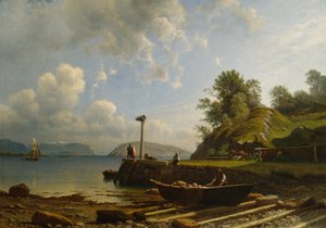 Kustlandskap med hus