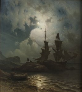Norska:  Moonlight on the Coast of Norway Månsken på Norges kust Månsken på Norges kust av Knud Baade