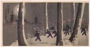 Stort häftigt slag i snön nära Niuzhuang av Kobayashi Kiyochika