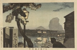 Fuji vid skymning från Edo-bron av Kobayashi Kiyochika