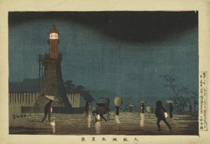 Natt vid Kudanzaka i den femte månaden av Kobayashi Kiyochika
