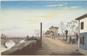 Soluppgången från Yorozubashi-bron