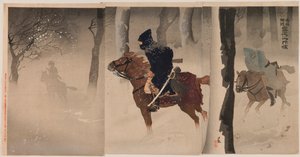 Scouter nära Nuizhuang på en snöig natt av Kobayashi Kiyochika