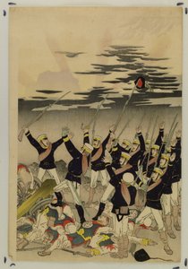 Solen går upp över en japansk seger (Pyongyangs fall) av Kobayashi Kiyochika
