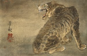 Tiger och blixt av Kobayashi Kiyochika