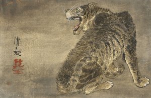 Tiger och blixt av Kobayashi Kiyochika