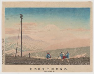 Utsikt över berget Fuji från Hakone-bergen, skissad kl. 03.00 i början av januari 1881 (träblock i färg) av Kobayashi Kiyochika