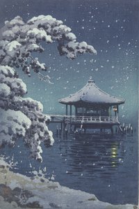 Flytande paviljong på Katada i snön av Koitsu Tsuchiya