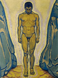 Stående manlig naken mellan stenar, ca. 1915. av Koloman Moser