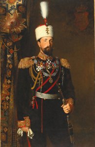 Porträtt av prins Alexander I av Bulgarien 1857-1893, 1881.