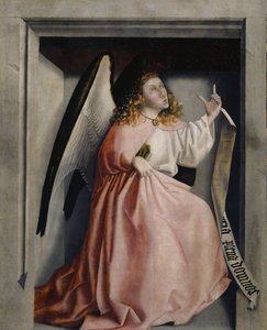 Bebådelsens ängel från Heilspiegel-altartavlan, ca 1435 (blandmaterial på ekpanel)