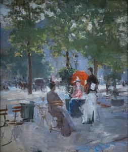 I Paris Café av Konstantin Alekseevich Korovin