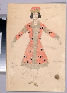 Kostymdesign för operan "Ruslan och Lyudmila" av Mikhail Igor Glinka (1804-1857) (Dräktdesign för operan Ruslan och Lyudmila av M. Glinka). Verk av Konstantin Alexeyevich Korovin (Constantin Korovin) (1861-1939), akvarell och bläck på papper av Konstantin Alekseevich Korovin