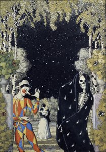 Harlekin och döden, 1907 av Konstantin Andreevic Somov