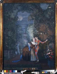 Harlequin and a Lady, 1912 (wc och gouache på kartong)