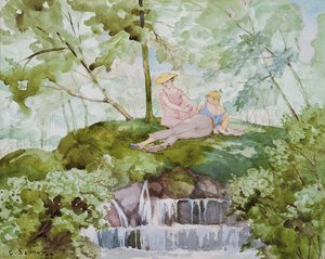 Älskare i ett landskap av Konstantin Andreevic Somov