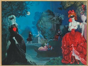 Moonlight Masquerade (olja på duk) av Konstantin Andreevic Somov