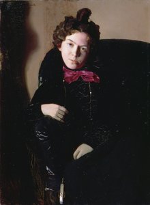 Porträtt av Anna Petrovna Ostroumova-Lebedeva (1871-1955) 1901 (olja på duk) av Konstantin Andreevic Somov