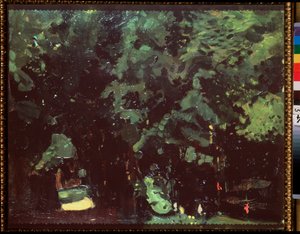 En park. Målning av Konstantin (Constantin) Andreyevich Somov (1869-1939), olja på duk av Konstantin Andreevic Somov