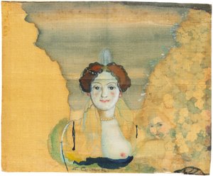 Ung dam med en trädgård bortom. av Konstantin Andreyevich Somov