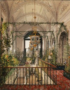 Interiörer av Vinterpalatset. Den lilla vinterträdgården i lägenheterna på Alexandra Fyodorovna, 1870-talet