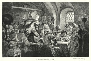 En rysk bröllopsfest (gravyr) av Konstantin Egorovich Makovsky