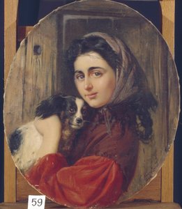 Flicka Med Liten Hund av Konstantin Egorovich Makovsky