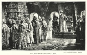 Ivan den fruktansvärda väljer en fru (gravyr) av Konstantin Egorovich Makovsky