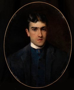 Porträtt av Lucien Guitry (1860-1925) (Porträtt av Lucien Guitry) - Målning av Konstantin Yegorovich Makovsky (Constantin Makovski) (1839-1915) olja på duk (64x51 cm) - Privat samling av Konstantin Egorovich Makovsky