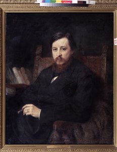 Porträtt av kompositören Mikhail P. Azanchevsky (Azanchevsky) (1839-1881) (Porträtt av kompositören M.P.Azanchevsky). Målning av Konstantin Yegorovich Makovsky (Constantin Makovsky) (1839-1915), olja på duk av Konstantin Egorovich Makovsky